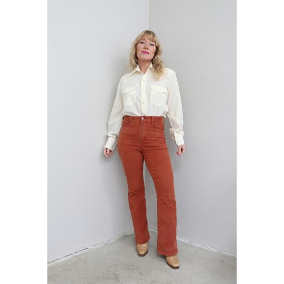 1970's Vintage Western Cream Pearl Snap Shirt ~ Women's MD LG ~ Men's SM MD 70's - Picture 4 of 8